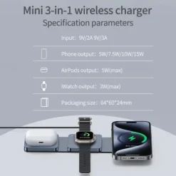 Wireless Charger Wireless Charging Station Foldable Charging Station CE Certified Fast Wireless Charging MagSafe 3 in 1 For Compatible with any wireless charging enabled devices