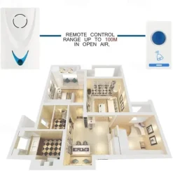 Wireless Doorbell 1 Button 1 Receiver Remote Control Home Security Door Bell