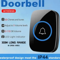 Wireless Doorbell kitPlug-in Receiverelderly pagerWaterproof Push Button with 1000 feet Operating Range 5 Volume Levels60 ChimesLED flash&CD Sound For Home/Office/Classroom Use