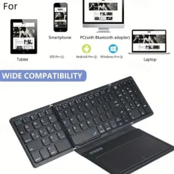 Wireless Rechargeable BT Keyboard With Touchpad & Numeric Keypad Perfect for Phone & Tablet