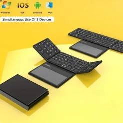 Wireless Rechargeable BT Keyboard With Touchpad & Numeric Keypad Perfect for Phone & Tablet