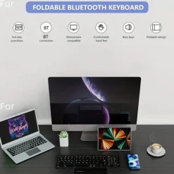 Wireless Rechargeable BT Keyboard With Touchpad & Numeric Keypad Perfect for Phone & Tablet