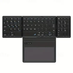 Wireless Rechargeable BT Keyboard With Touchpad & Numeric Keypad Perfect for Phone & Tablet
