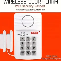 Wireless Security Alarm System for Home Garage & Shed - Includes Door & Window Keypad Battery Powered (3 AA Batteries Not Included)