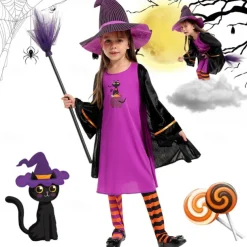 Witch Halloween Cosplay Costume Masquerade Walpurgis Night Kid's Girls' Carnival Masquerade Party / Evening Easy Halloween Costumes Dress Up