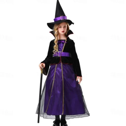 Witch Halloween Dress Cosplay Costume Walpurgis Night Cosplay Kid's Girls' Halloween Carnival Masquerade Party / Evening Easy Halloween Costumes Dress Up