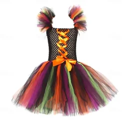 Witch Halloween Dress Cosplay Costume Tutu Walpurgis Night Cosplay Kid's Girls' Carnival Masquerade Mardi Gras Performance Party Halloween Easy Halloween Costumes Dress Up