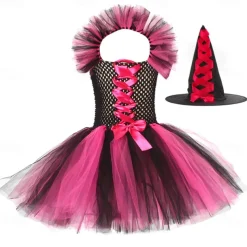Witch Halloween Dress Cosplay Costume Tutu Walpurgis Night Cosplay Kid's Girls' Carnival Masquerade Mardi Gras Performance Party Halloween Easy Halloween Costumes Dress Up