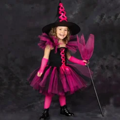 Witch Halloween Dress Cosplay Costume Tutu Walpurgis Night Cosplay Kid's Girls' Carnival Masquerade Mardi Gras Performance Party Halloween Easy Halloween Costumes Dress Up