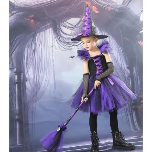 Witch Halloween Dress Cosplay Costume Tutu Walpurgis Night Cosplay Kid's Girls' Carnival Masquerade Party / Evening Easy Halloween Costumes Dress Up