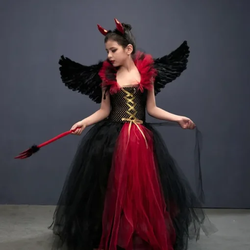 Witch Maleficent Devil Halloween Dress Cosplay Costume Tutu Walpurgis Night Cosplay Kid's Girls' Carnival Masquerade Mardi Gras Performance Party Halloween Easy Halloween Costumes Dress Up