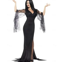 Witch Morticia Addams Halloween Dress Addams family Walpurgis Night Punk & Gothic Adults' Women's Party / Evening Easy Halloween Costumes Dress Up