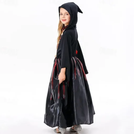 Witch Skeleton Skull Ghost Halloween Cape Cosplay Costume Hooded Cloak Walpurgis Night Scary Costume Kid's Girls' Carnival Masquerade Performance Halloween Masquerade Easy Halloween Costumes Dress Up