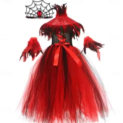Witch Vampire Scarlet Witch Halloween Outfits Fancy Costume Walpurgis Night Kid's Girls' Carnival Performance Party Easy Halloween Costumes Dress Up