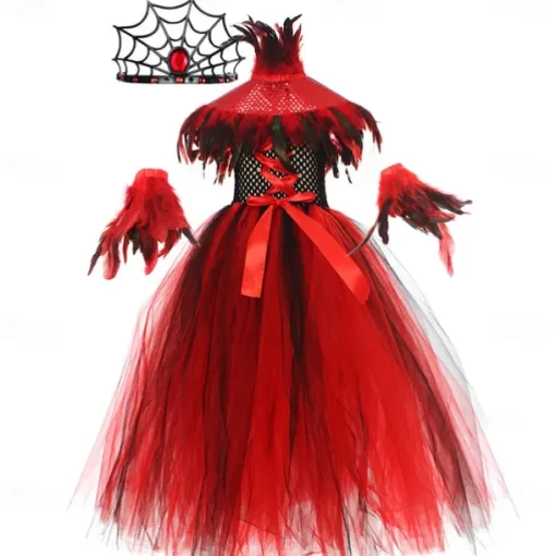 Witch Vampire Scarlet Witch Halloween Outfits Fancy Costume Walpurgis Night Kid's Girls' Carnival Performance Party Easy Halloween Costumes Dress Up