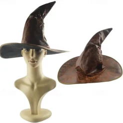 Witch Wizard Hat Pointed Ruched Halloween Witch Hat Adults' Punk Gothic Dress Up Halloween Easy Halloween Costumes for Walpurgis Night
