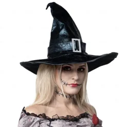 Witch Wizard Hat Pointed Ruched Halloween Witch Hat Adults' Punk Gothic Dress Up Halloween Easy Halloween Costumes for Walpurgis Night