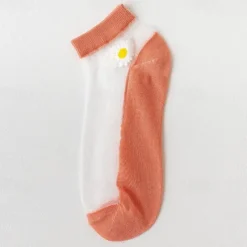 Women Daisy Sheer Socks,Womens Girls Lace Sheer Ankle Sock Thin Mesh Cotton Socks Transparent See Through Tull Low Cut Sock