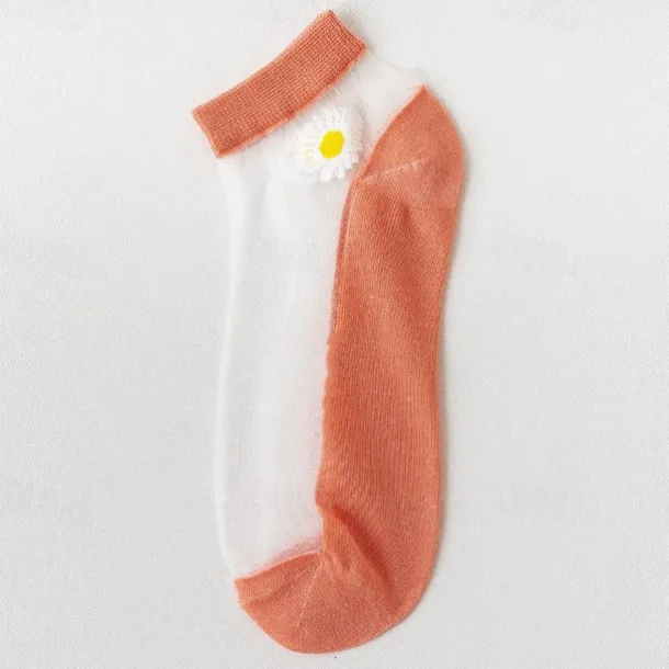 Women Daisy Sheer Socks,Womens Girls Lace Sheer Ankle Sock Thin Mesh Cotton Socks Transparent See Through Tull Low Cut Sock
