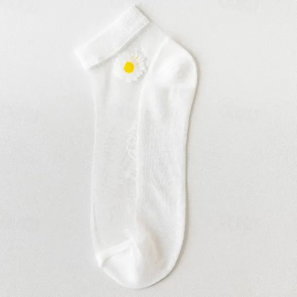 Women Daisy Sheer Socks,Womens Girls Lace Sheer Ankle Sock Thin Mesh Cotton Socks Transparent See Through Tull Low Cut Sock