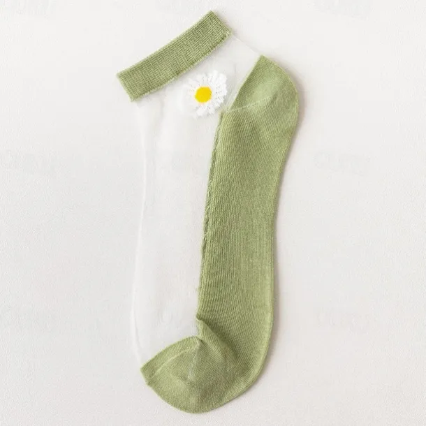 Women Daisy Sheer Socks,Womens Girls Lace Sheer Ankle Sock Thin Mesh Cotton Socks Transparent See Through Tull Low Cut Sock