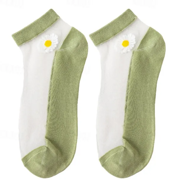 Women Daisy Sheer Socks,Womens Girls Lace Sheer Ankle Sock Thin Mesh Cotton Socks Transparent See Through Tull Low Cut Sock