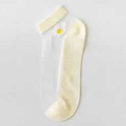 Women Daisy Sheer Socks,Womens Girls Lace Sheer Ankle Sock Thin Mesh Cotton Socks Transparent See Through Tull Low Cut Sock