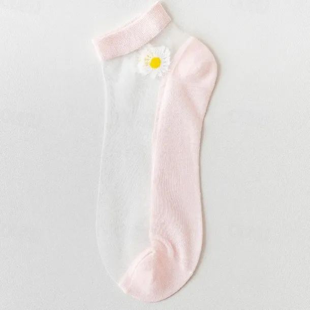 Women Daisy Sheer Socks,Womens Girls Lace Sheer Ankle Sock Thin Mesh Cotton Socks Transparent See Through Tull Low Cut Sock