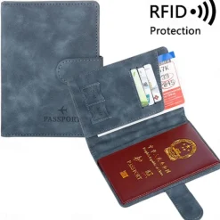 Women Men RFID Vintage Business Passport Covers Holder Multi-Function ID Bank Card PU Leather Wallet Case Travel Accessories