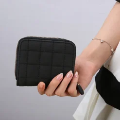 Women PU Leather Short Wallets Female Plaid Purses Nubuck Card Holder Wallet Small Zipper Wallet with Coin Purse for Women