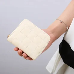 Women PU Leather Short Wallets Female Plaid Purses Nubuck Card Holder Wallet Small Zipper Wallet with Coin Purse for Women
