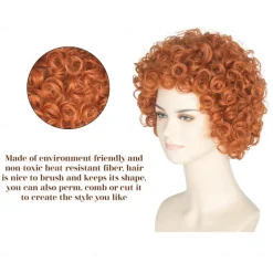 Women Rope Short Curly Red Brown Hair Wig Halloween Cosplay Party Wigs