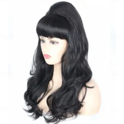 Women Wigs Black Beehive Wigs Bouffant Wig Long Wavy Carnival 60s 70s Costume Party Wig Halloween Wigs
