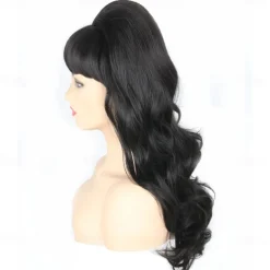 Women Wigs Black Beehive Wigs Bouffant Wig Long Wavy Carnival 60s 70s Costume Party Wig Halloween Wigs