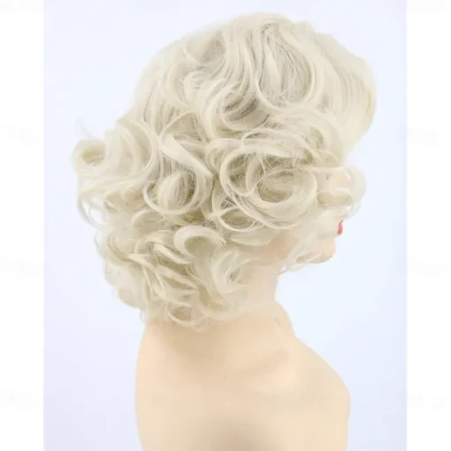 Women Wigs Platinum Blonde Short Curly Carnival Costume Cosplay Wig Halloween Wigs