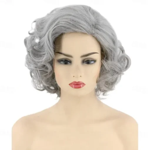 Women Wigs Platinum Blonde Short Curly Carnival Costume Cosplay Wig Halloween Wigs