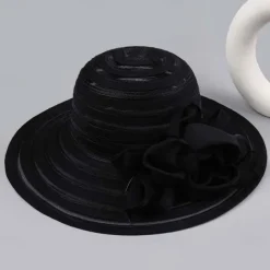 Women-Organza-Kentucky Sun Hats-Summer-Wide-Brim-Flower-Church-Hats for Tea Party Bridal Wedding Dress-Derby Hat