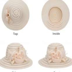 Women-Organza-Kentucky Sun Hats-Summer-Wide-Brim-Flower-Church-Hats for Tea Party Bridal Wedding Dress-Derby Hat