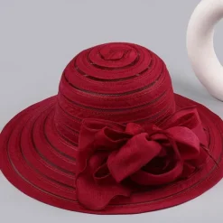 Women-Organza-Kentucky Sun Hats-Summer-Wide-Brim-Flower-Church-Hats for Tea Party Bridal Wedding Dress-Derby Hat