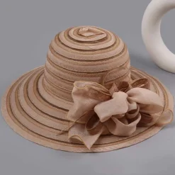 Women-Organza-Kentucky Sun Hats-Summer-Wide-Brim-Flower-Church-Hats for Tea Party Bridal Wedding Dress-Derby Hat