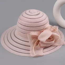 Women-Organza-Kentucky Sun Hats-Summer-Wide-Brim-Flower-Church-Hats for Tea Party Bridal Wedding Dress-Derby Hat