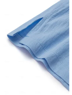 Women's 100% Cotton Shirt Blouse Button Print Weekend Streetwear Basic Casual Linen Like Short Sleeve Crew Neck White Summer Spring