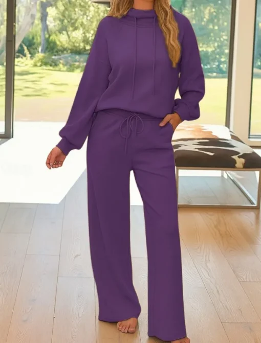 Women's 2 Pieces Sweatsuits Tracksuits Long Sleeve Fashion Streetwear Daily Pants Sets Hooded Floral Drawstring Casual Daily Black Blue Purple Summer Regular Fit
