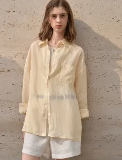 Women's 100% Ramie Shirt Solid Color Elegant Vintage Daily Long Sleeve Shirt Collar Regular Tops Work Daily Holiday Big white Apricot Summer Spring Fall