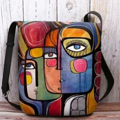 Women's Abstract Art Crossbody Bag – Colorful Cubist Print Shoulder Purse for Artists, Creative Professionals, and Casual Outings