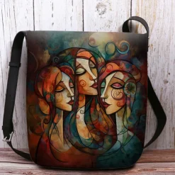 Women's Abstract Art Crossbody Bag – Colorful Cubist Print Shoulder Purse for Artists, Creative Professionals, and Casual Outings