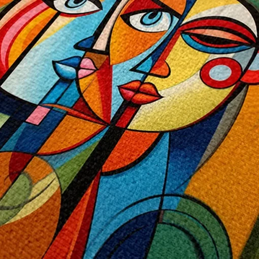 Women's Abstract Art Crossbody Bag – Colorful Cubist Print Shoulder Purse for Artists, Creative Professionals, and Casual Outings