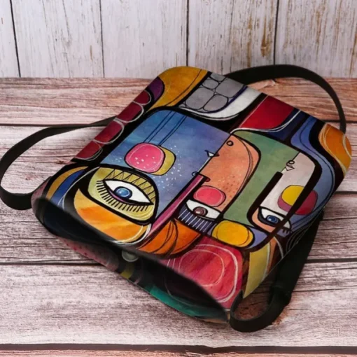 Women's Abstract Art Crossbody Bag – Colorful Cubist Print Shoulder Purse for Artists, Creative Professionals, and Casual Outings