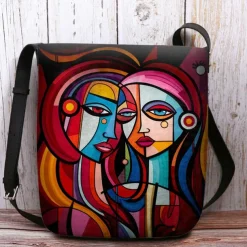 Women's Abstract Art Crossbody Bag – Colorful Cubist Print Shoulder Purse for Artists, Creative Professionals, and Casual Outings
