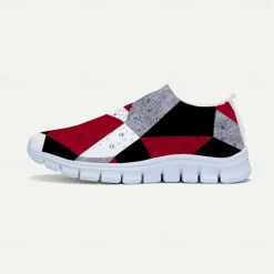 Women's Abstract Art Print Slip-On Sneakers - Breathable Flyknit Casual Shoes for Everyday Wear and Comfort